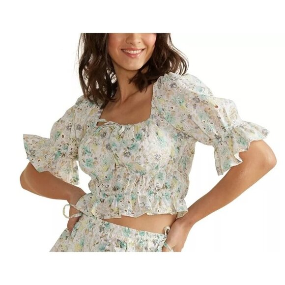 Women's - MINKPINK Irwin Eyelet Floral Top, Size Small - Picture 1 of 7